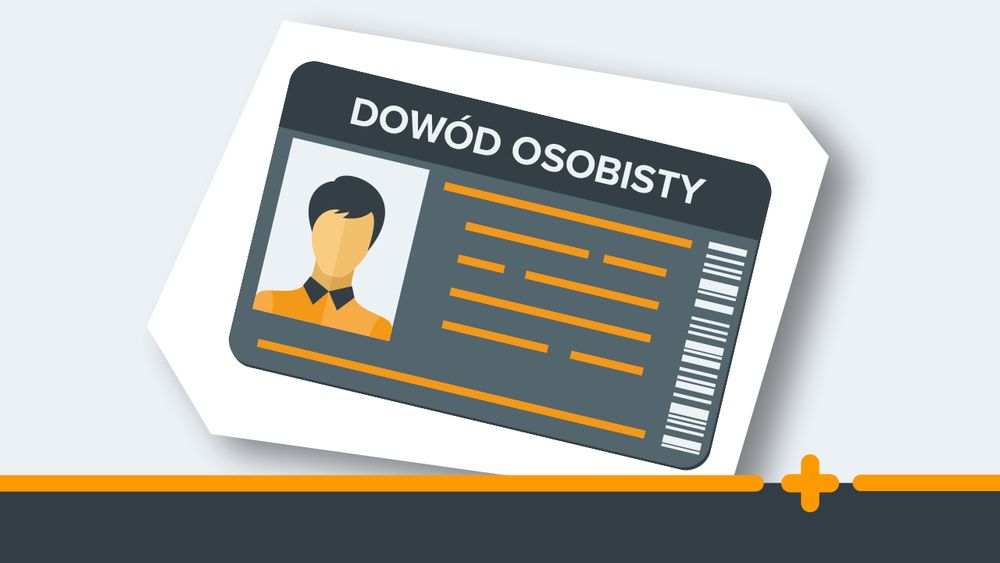 Ilustracja graficzna polskiego dowodu osobistego z uproszczonymi danymi i zdjęciem